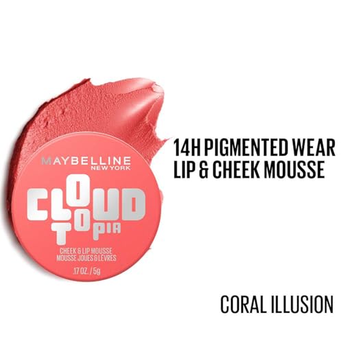 Image of Maybelline Cloudtopia Cheek & Lip Mousse Blush | Lightweight, Pigmented Mousse in Coral Illusion, 5g