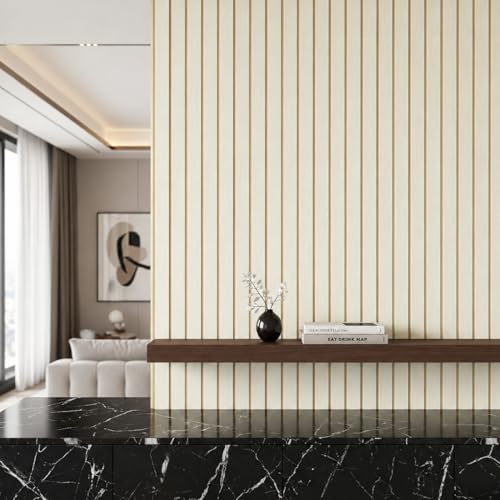 Image of Claiez Wallpaper for Walls | Vertical Wood Wall Stickers for Wall Decor | Self Adhersive Wall Paper for Home Kitchen Living Room and Bedroom | 45 Cm X 500 Cm | (Golden Stripe Wood Grain Wallpaper)