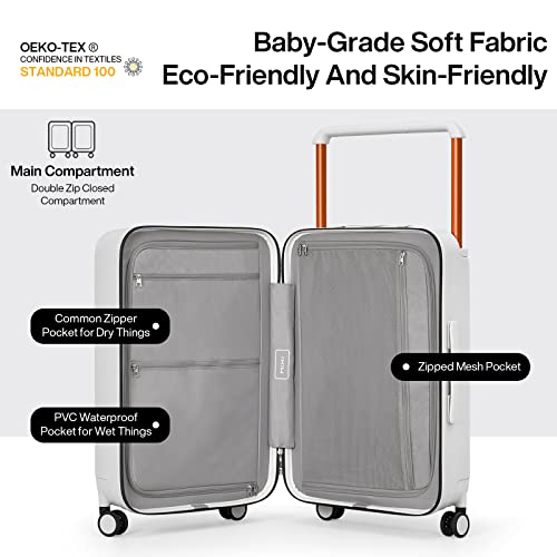 Mixi Luggage Suitcases With Spinner Wheels,Upgrade Wide Handle Pc Hardshell Rolling Travel Suitcase With Tsa Lock, Checked-Medium 24-Inch, Smoke White #TOP4