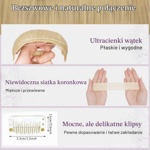 BARSDAR Dopinki do przedłużania włosów z klipsami, blond, 50 cm, falowane przedłużenie włosów dla kobiet, 5 szt., natura
