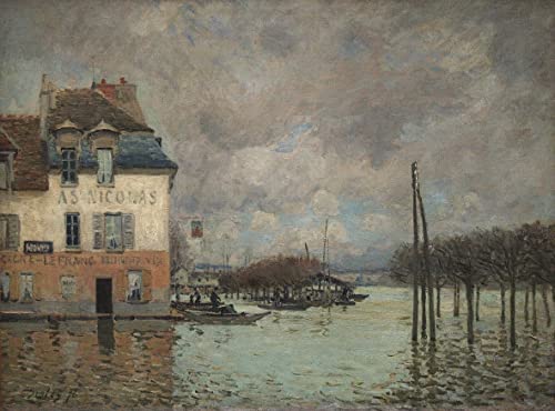 Impression d'affiche sur toile L'Inondation à Port-Marly d'Alfred Sisley 60x90cm