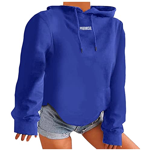 Sweat à capuche tendance femme bleu vêtement adolescentes sweat léger fin