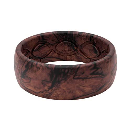 Groove Life Nomad Redwood Silicone Ring Breathable Rubber Wedding Rings for Men, Lifetime Coverage, Unique Design, Comfort Fit Ring - Size 11