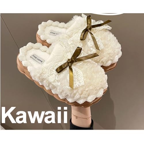 Cute Butterfly Fuzzy Women's Slippers Winter Fluffy Open Toe House Slippers Slip On Plush Bedroom Shoes Indoor Outdoor 6