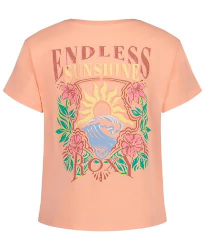 Image of Roxy Girls' Short Sleeve Boyfriend Fit Logo Tee, Crew Neck Graphic T-Shirt, Soft & Comfortable