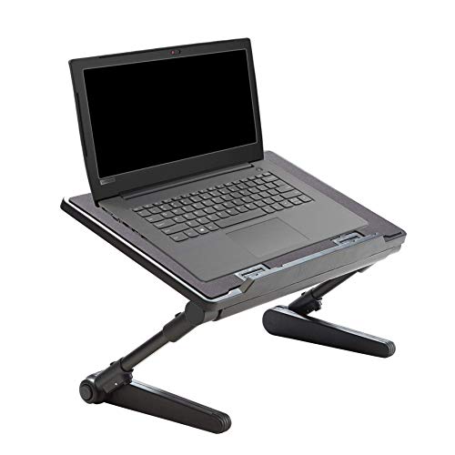 HIUNA Foldable Portable Laptop Desk, Plastic Desk Tray Stand, Multi-Angle and Different Height Adjustable Legs, Mouse Board and USB Cooling Fan, for Office, Bed, Living Room, Sofa