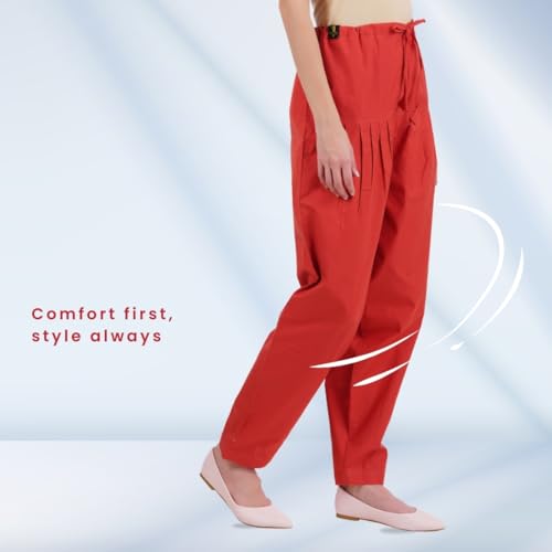 Image of Happy Bunny Salwar Pant - Modern Style Pure Cotton for Women - Ethnic Semi Patiala Trouser - Office,Home - All Day Comfort Wear with Drawstring