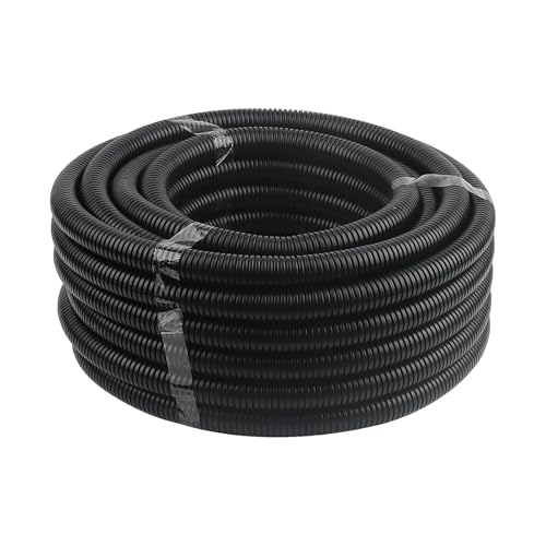 FAAING Gaine Electrique Exterieur annelée Fendue, 50 m de Long, ID 10 mm x diamètre extérieur 13 mm, Tuyau ondulé Flexible, Gaine Cable, Protege Cable,...