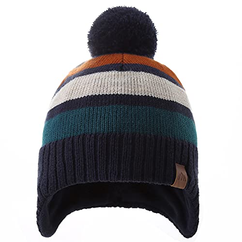 Image of Boys Winter Hat Baby Beanies with Earflap Upgrade Fleece-Lined Skiing Toddler Hat
