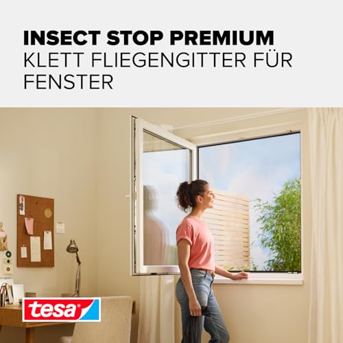 tesa Insect Stop Klett Fliegengitter Premium - 3X 135 cm x 155 cm Anthrazit – Ansicht 2