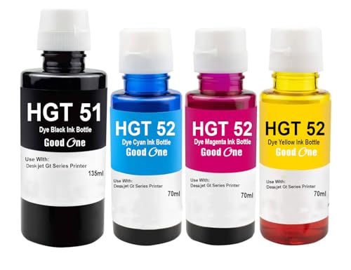 GOOD ONE GT51/GT52 Compatible Refill Ink for HP GT 310, 315, 319, 415, 419, 410, 5810, 5820, 5821 (4 Color)