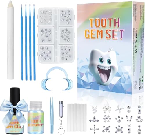 Fiorland Tooth Gems Kit for Teeth with Light, 2025 New Professional 140 Pcs DIY Gem Jewelry for Man Women Sparkling Crystals (D)