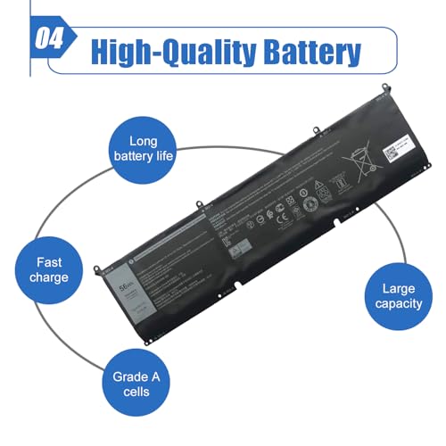 Image of 56Wh 8FCTC Laptop Battery Compatible with DELL XPS 15 9500 XPS 15 9500-R1505S -R1845S -R1845TS -R1945TS Series Notebook 3ICP7 /73 /64 DVG8M P8P1P 11.4V 4650mAh