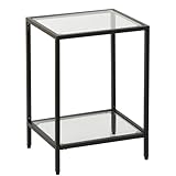 Gawicpy Modern 2-Tier Tempered Glass End Table - Stylish Black Metal Side Table for Small Spaces, Perfect for Living Room & Bedroom (Black, 1PCS)