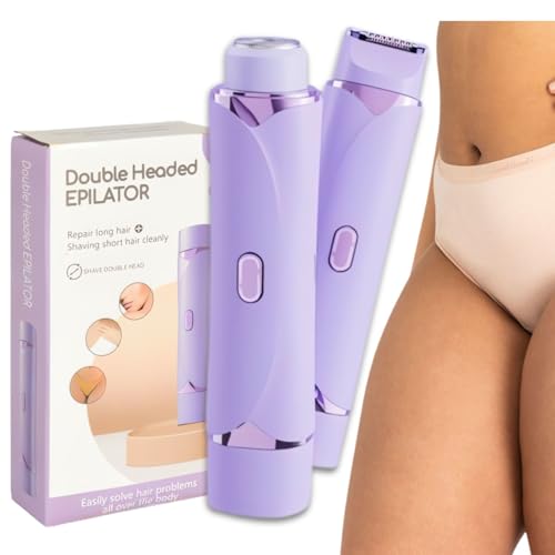 Image of VIFORA 2-in-1 Facial Hair Remover & Body Shaver for Women - Electric Razor with Dual Heads for Face, Chin, Eyebrow, Upper Lip, Bikini, Underarms & Legs - Rechargeable Women's Bikini Trimmer (Purple)