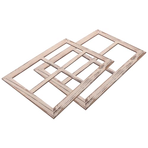 Zerodeko - Zerodeko 2pcs Rustic Wooden Window Frame Decor with Photo Display Function Distressed Farmhouse Wall Art for