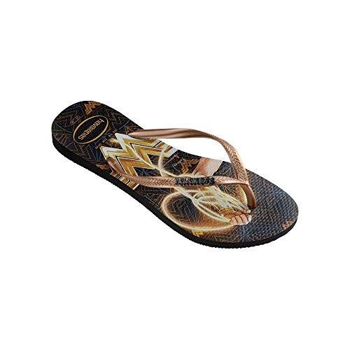 Chinelo Slim Heroinas, Havaianas, Feminino, Preto, 35.5