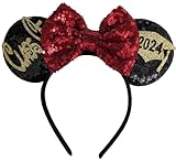 CLGIFT Rose gold Minnie Ears, Graduation minnie, Silver gold blue minnie ears, Rainbow Sparkle Mouse Ears,Classic Red Sequin Minnie Ears (Graduation)