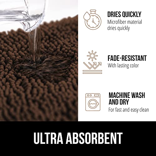 Image of Gorilla Grip Bath Rug 70x24, Thick Soft Absorbent Chenille, Rubber Backing Quick Dry Microfiber Mats, Machine Washable Rugs for Shower Floor, Bathroom Runner Bathmat Accessories Decor, Brown