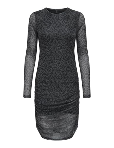 ONLY Damen ONLERICA Life L/S Short Dress JRS Kleid, Black/AOP:Everyday Leo, L