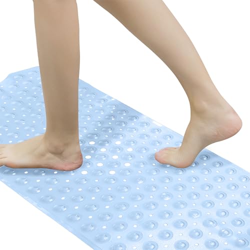 Tapis de bain antidérapant et résistant à la moisissure bleu