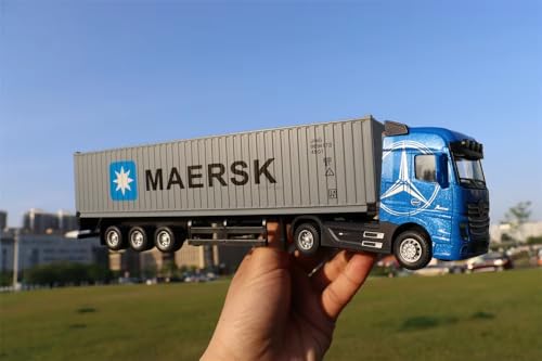 Image of 1 /50 Diecast Truck Toy Car Model Removable Transport Container Lorry Vehicle with Light Pull Back Toy Boys (Blue)