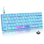 60% Mechanical Keyboard Red Switch, UK Layout Compact 62 Key USB C Wire RGB Backlit Effects Ergonomic Gaming Keyboard Rainbow LED Backlight Compatible With PS4,Xbox,PC,Laptop,MAC - Blue/Red Switch