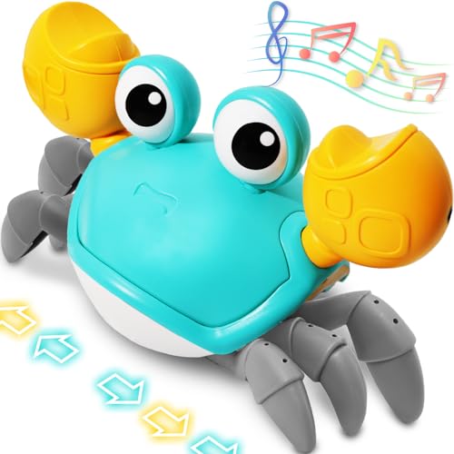 Image of Pbooo Crawling Crab Baby Toy, Interactive Walking Dancing Moving Crab Toy (Infrared Sensing) 3-6 6-12 Months, Toddler Learning Tummy Time Crab, Infant Music Sensory Birthday Gifts