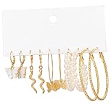 Healvian 5pares Pendientes Para Mujer Diseño Vintage De Mariposas y Serpiente Aros De Perlas Colgantes Pendientes De Aro Para Uso Diario y Ocasiones Especiales