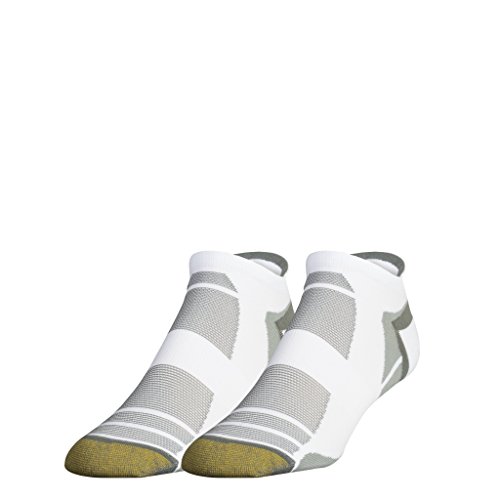 Gold Toe Men's Golf Accelerator No Show Socks, 2 Pairs, white/grey, Shoe Size: