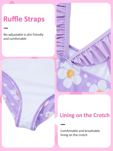 Image of DAXIANG Girls Ruffles One Piece Swimsuits Quick Dry Beach Sport Swimwear Toddler Kids Mermaid Unicorn Bathing Suit 4-10 Years