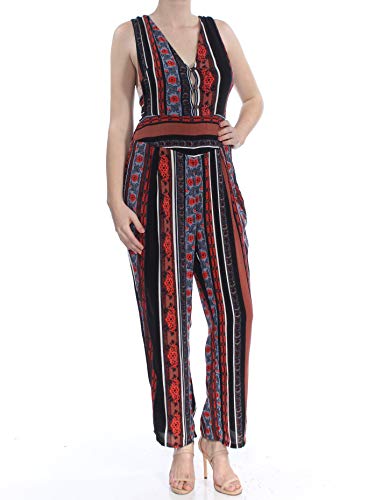 Free People Womens All Shook Up Printed Sleeveless Jumpsuit Brown 10