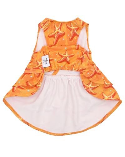 Image of CuteBone UPF50+ Dog Dresses for Small Dogs, Summer Sleeveless Deep V-Back Pet Dress with Big Bow, Breathable Swimwear Fabric, Cooling Stretchy Puppy Clothes for Outdoor Wedding Party Beach DV07S