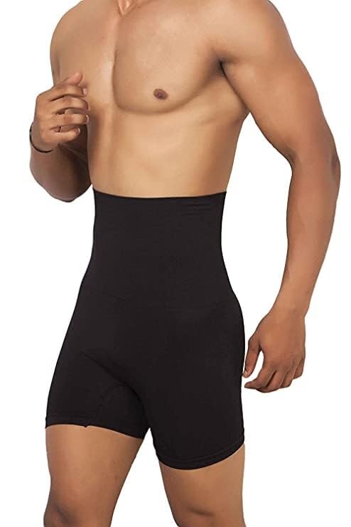 Image of KROYWEN Modal Men Tummy Control Seamless Shorts High Waist Slimming Underwear Body Shaper Belly Girdle Boxer Stomach Fitness for Exercise & Workout Briefs Black| Tummy Control Body Shaper | Free Size