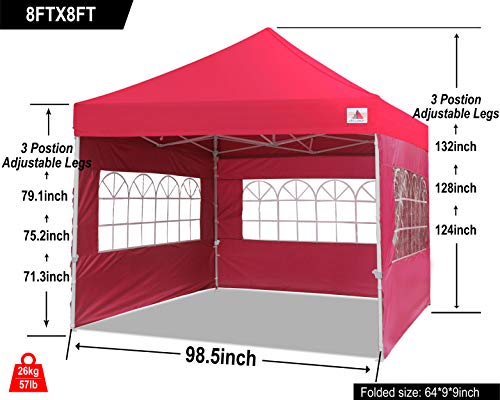Image of ABCCANOPY Pop up Canopy Tent with Elegant Church Window 8X8,Burgundy