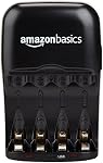 Amazon Basics Chargeur de batterie rechargeable pour AA & AAA Hydrure de nickel-métal (NiMH) Batteries avec USB Port de recharge, noir