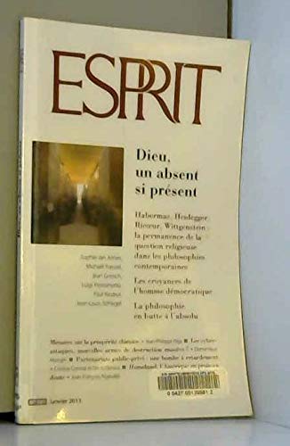 Revue Esprit Janvier 2013 Dieu, un Absent Si Present