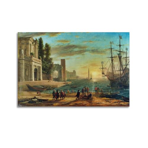 Poster de Claude Lorrain sur toile port maritime décoration murale 60x90