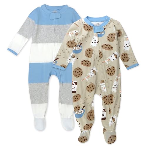 Image of HonestBaby Baby Sleep N' Play One-Piece Zip-Front Footed Organic Cotton Pajama Sleeper