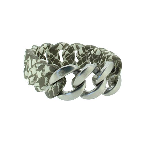 Hanse-Klunker Armband Damen ORIGINAL Silikon Muster Schlange, Edelstahl Silber Matt Frauen Mädchen Größe 19-20 cm inkl. Schmuck-Geschenk-Box Cover