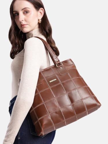 Image of Celtic Genuine Leather Tote Bag for Women | Multi Panel Design Spacious Shoulder Handbag for Office Work and Daily Use | Fits Up to 13 Inch Laptop | Multi Color | Gift for Women