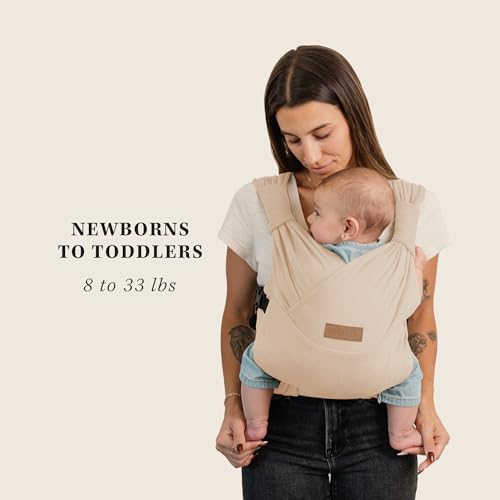 Moby Baby Duet Carrier Easy-Wrap for Newborns to Toddlers, Infant Sling Carrier, Lightweight & Hands Free Design for Mom and Dad, Adjustable for All Body Types Feather