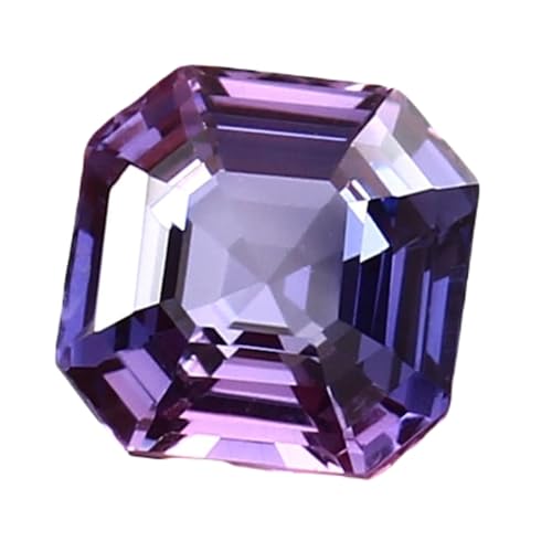 Saphir naturel violet de Ceylan 10,3 mm taillé en Asscher pour création de bague