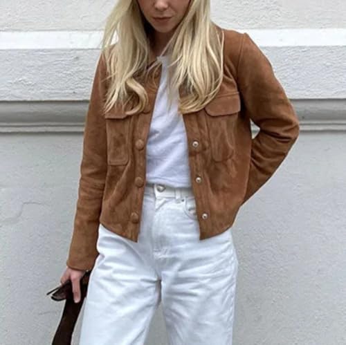 Suede Jacket Women Suede Coat Western Jacket Vintage Jacket Brown Suede Jacket Barn Jacket Winter Coat Outerwear2