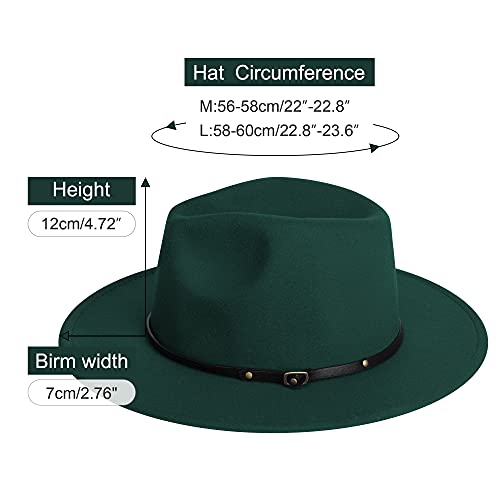 Image of Wide Brim Fedora Hats for Women Mens Felt Fedora Hats With Belt Buckle