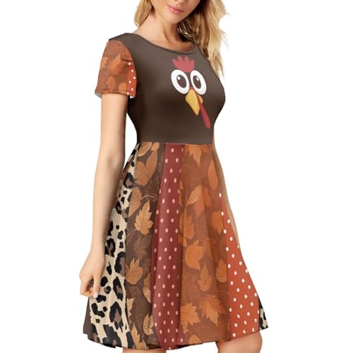 Image of Irisjudy T Shirt Dress for Women Short Sleeve Girls Short Sleeve Dress Plus Size, O Neck Knee Length Midi Dress for Ladies
