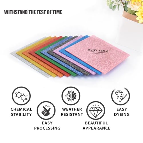 Image of Glitter Acrylic Sheets 1 /8 inch Thick 8 x 8 Inch for Laser Cutting and Engraving Plastic Sheet Materials, Glitter Plexiglass Sheets for Crafts and DIY Project. (10, 10 Colors, 8 inch x 8 inch)