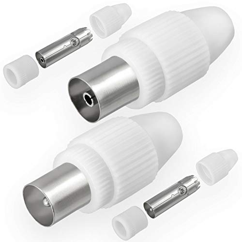 Lot De 1 Fiche Coudée Et 1 Prise Femelle Pour Câble D'antenne