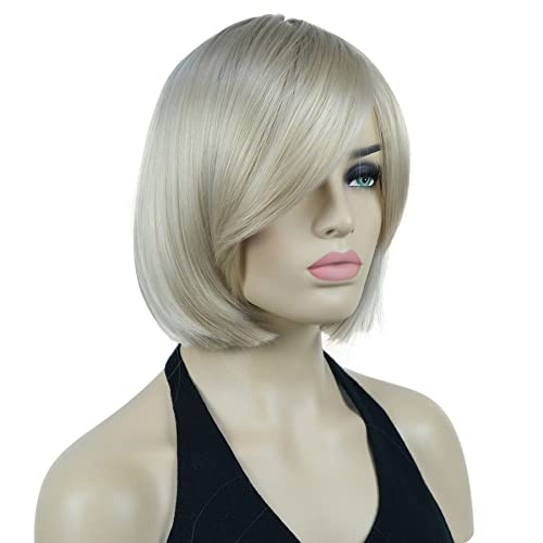 Lydell 8" Straight Short Wigs Bob Hair with Bangs Cute Central Dot Top Heat Resistant Synthetic Wigs (122 Dark Blonde) - Image 2
