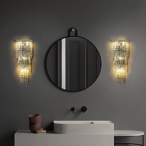 Wall Sconces,Modern Crystal Wall light Fixtures Indoor Luxury Chrome Wall Lamp,K9 Acrylic Crystal Drops Wall Lamp,Elegant Wall Lighting for Bedroom Bathroom Hallway Living room Mirror Bedside - Image 3